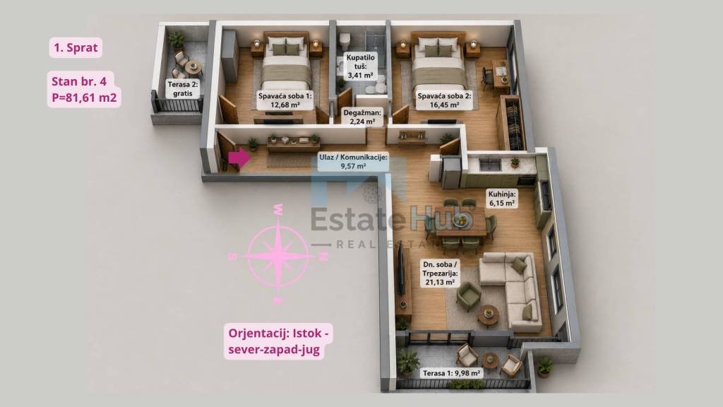 3D Stan br. 4- 81,61 m2 - Jajinci - Voždovac